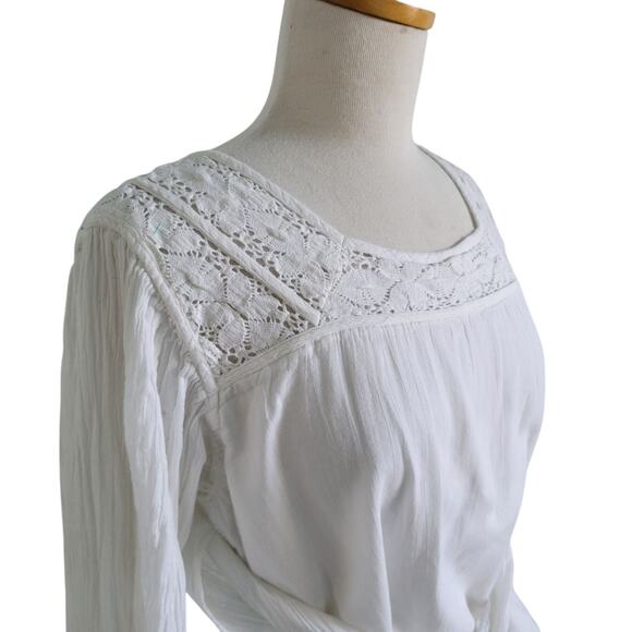 Free People Small Artsy Boho Gauze Tassels Ties Bohemian Top Blouse Cottagecore - Picture 5 of 11